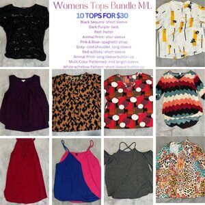 10 Womens M/L Tops Bundle